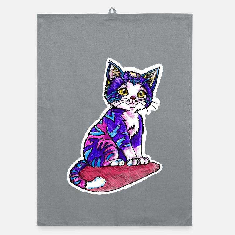 Petit chat à la fourrure violette Torchon bio