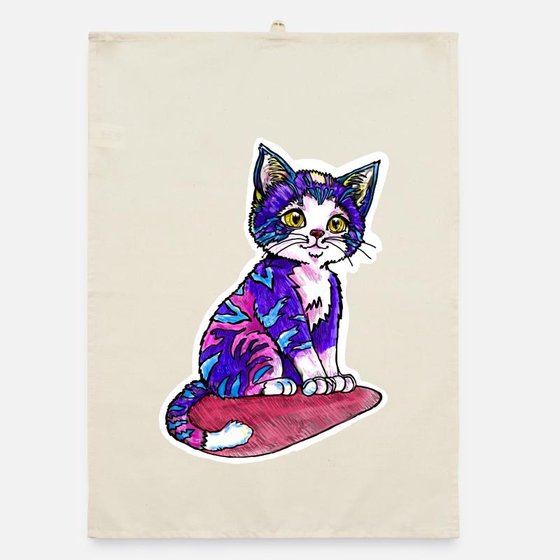 Petit chat à la fourrure violette Torchon bio