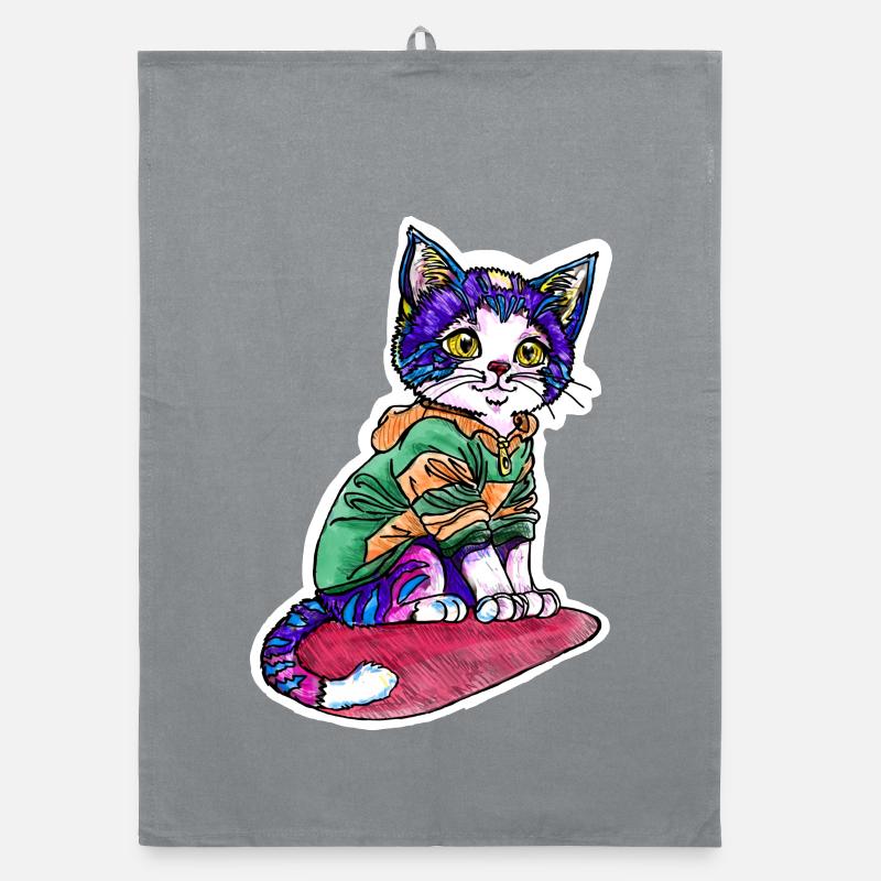 Chat en pull vert Torchon bio