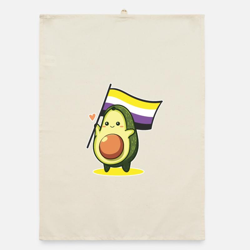 Avocado Nonbinary Flag LGBT Queer CSD Pride Organic dish towel