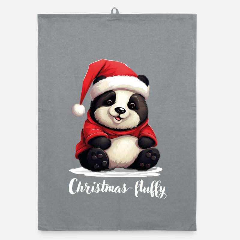Christmas, Panda bear, chubby panda, fluffy Organic dish towel