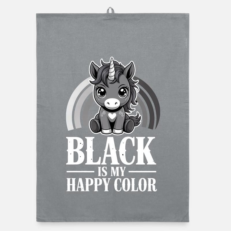 Licorne Glow : Le noir est ma couleur joyeuse Torchon bio