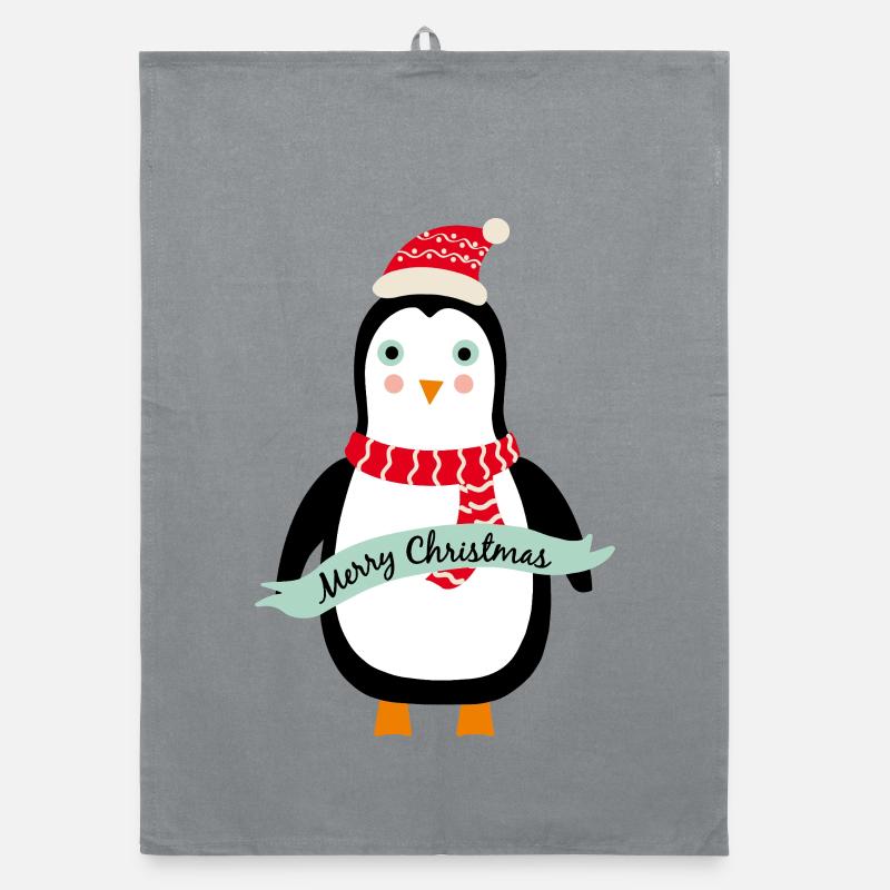 Mignon Pingouin de Noël Joyeux Noël Torchon bio