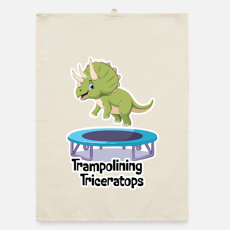 TRICERATOPS trampolining Organic dish towel