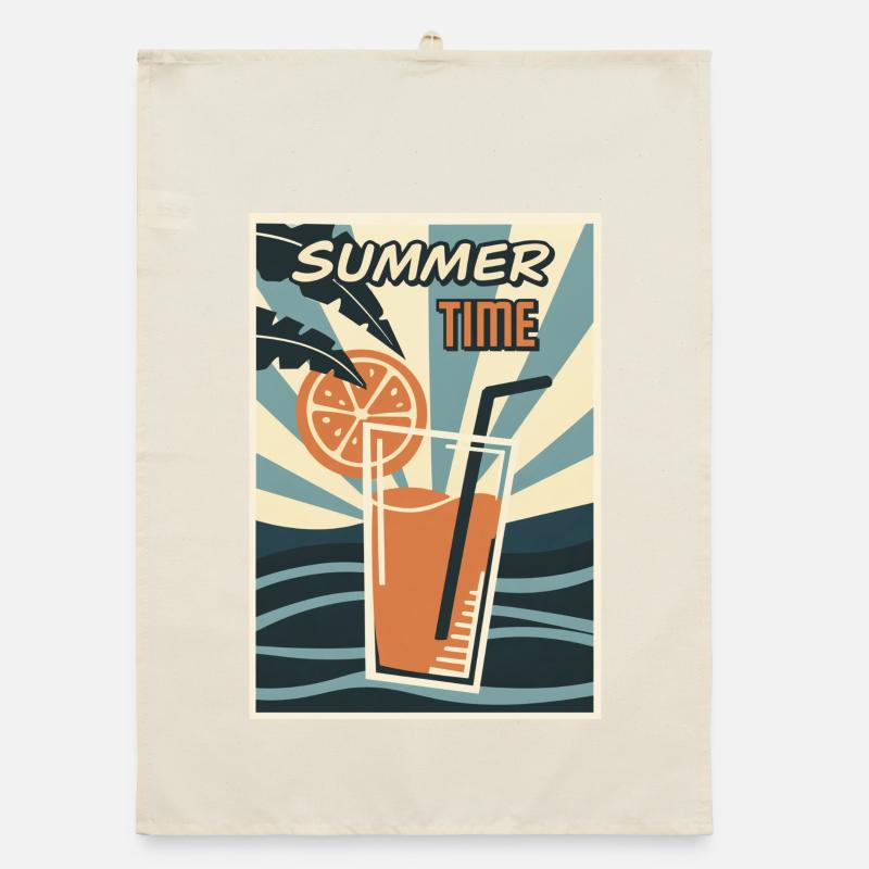Summertime Orange Drink Retro Organic dish towel