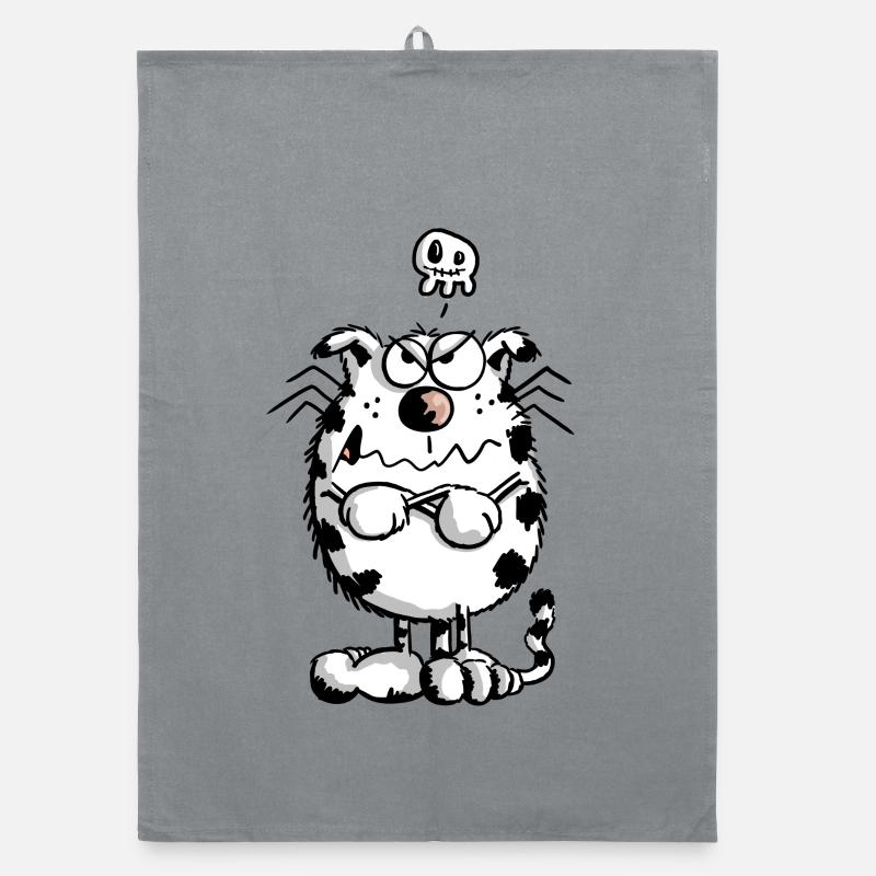 Mies gelaunte Katze - Comic - Skull - Fun Organic Geschirrtuch