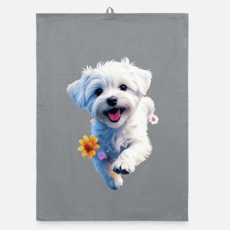 Chiot maltais sautant - 2 - 🐾 Torchon bio