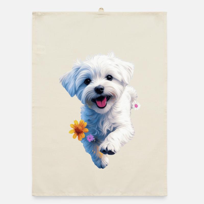 Chiot maltais sautant - 2 - 🐾 Torchon bio
