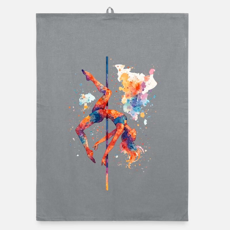 Pole Dance Pole Dancer Aquarelle Couleur Cadeau Torchon bio