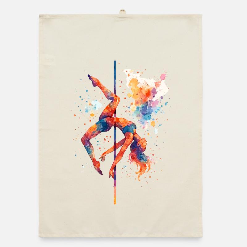 Pole Dance Pole Dancer Aquarelle Couleur Cadeau Torchon bio