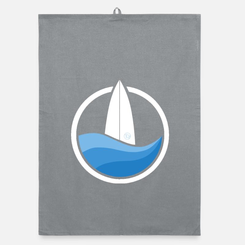 Surfwave III (white) - Organic Geschirrtuch - Grau