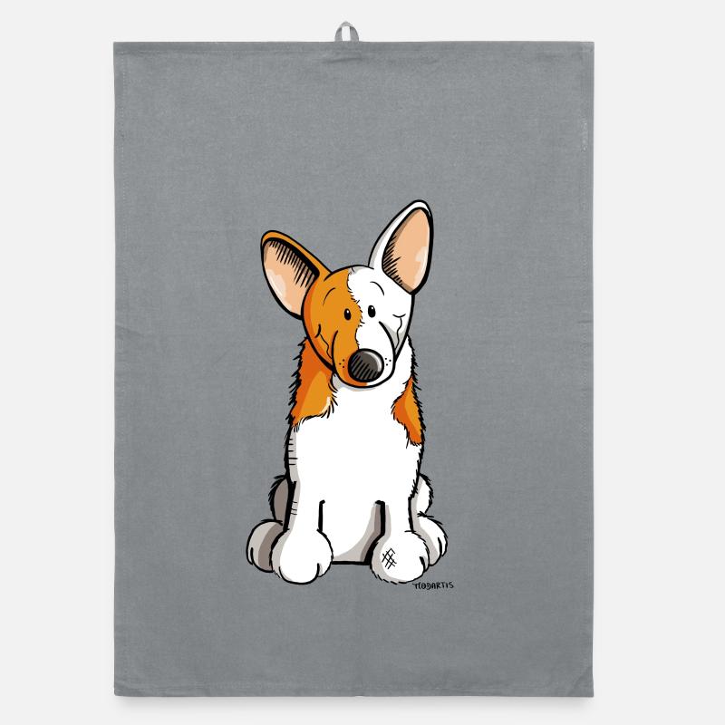 Lustiger Welsh Corgi - Organic Geschirrtuch - Grau