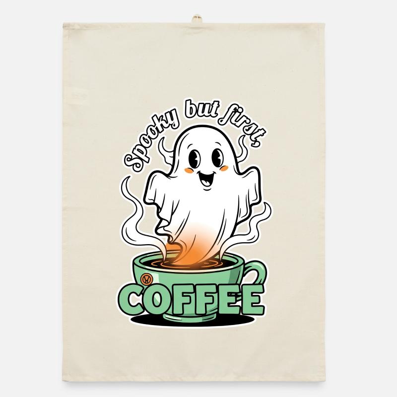 Motif de café effrayant avec de l'alcool de café Torchon bio