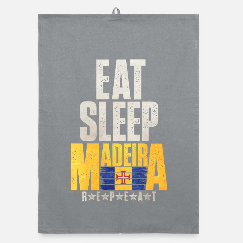 Drapeau de Madère Eat Sleep Torchon bio