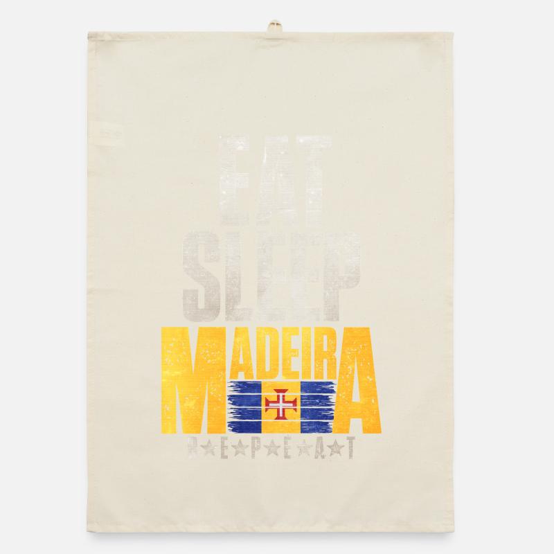 Drapeau de Madère Eat Sleep Torchon bio
