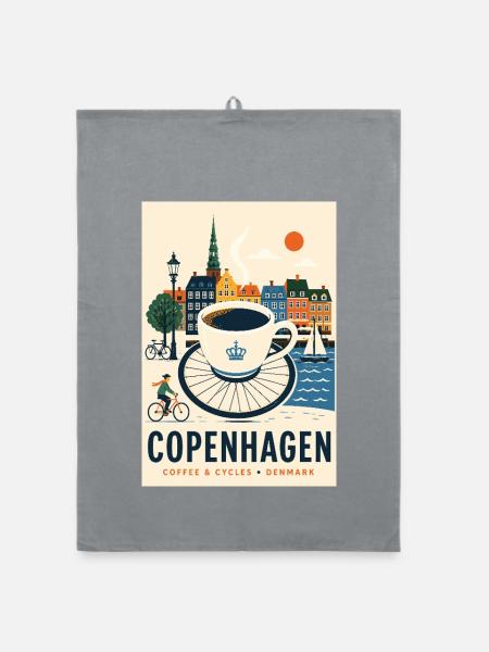 Entdecken Sie Kopenhagen in Dänemark – skandinavischer Charme - Organic Geschirrtuch - Grau - Vorne