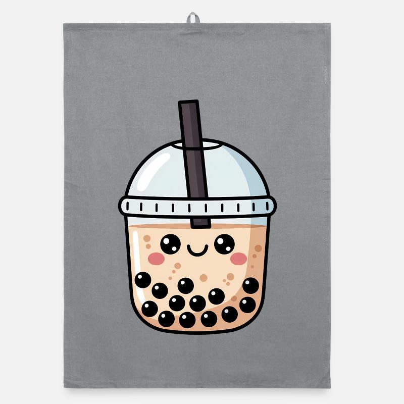 Cute Bubble Tea Kawaii Organic dish towel