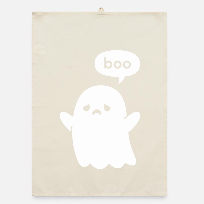 Cute Minimal Ghost Boo Organic dish towel