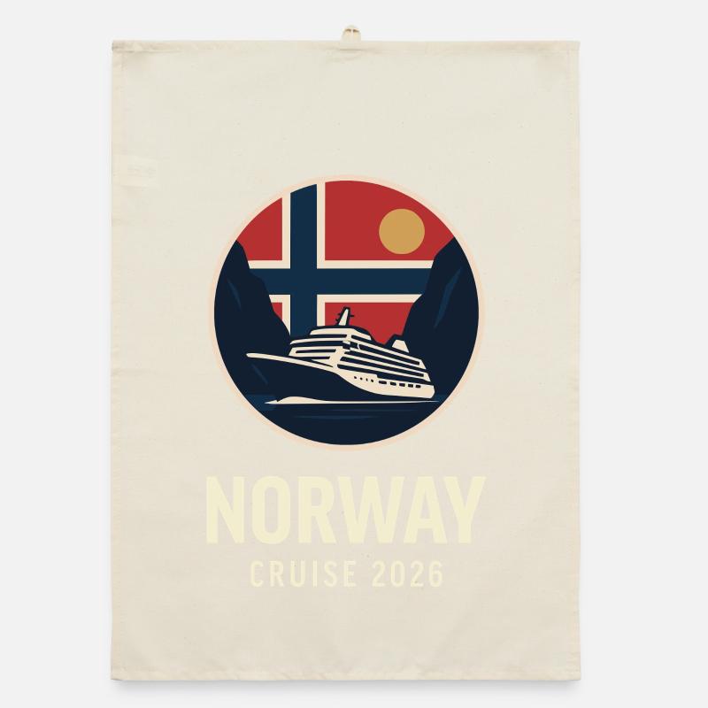 Norway Cruise 2026 – Retro Badge Organic dish towel
