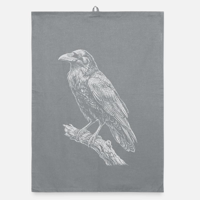Raven sitzt auf dem Ast Organic Geschirrtuch