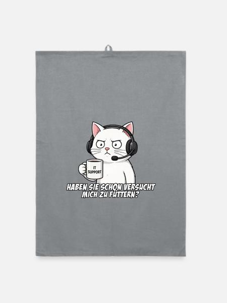 IT Support Katze mit Kaffee - Organic Geschirrtuch - Grau