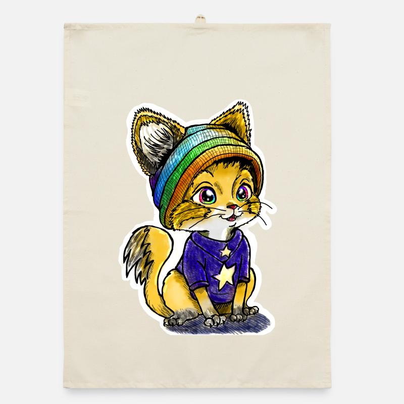 Regenbogen-Kätzchen Organic Geschirrtuch