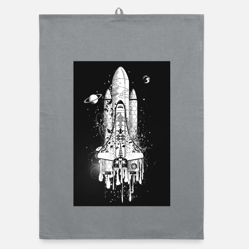 Imaginative space shuttle in graffiti style Organic dish towel
