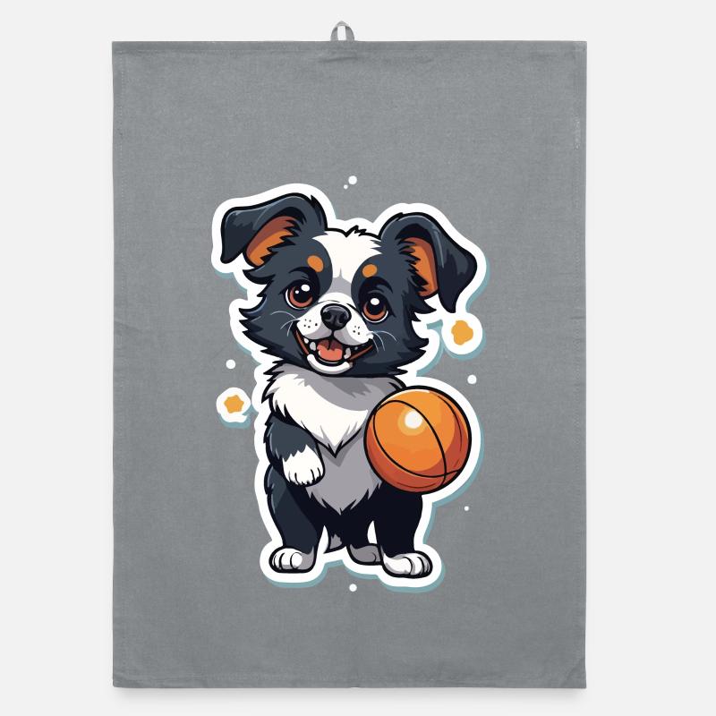 Verspielter Hund mit Ball Illustration Organic Geschirrtuch