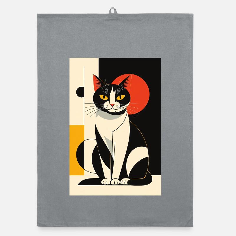Avantgarde Katze R01 - Organic Geschirrtuch - Grau