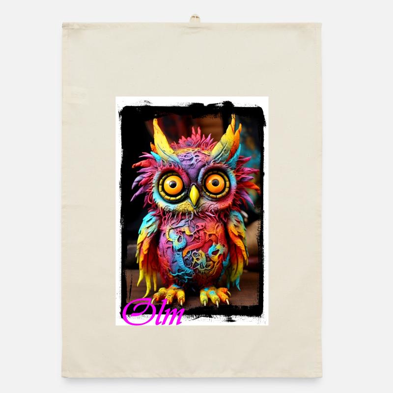 Bunte Fantasiewelt Eulenfigur Puppe Textil Märchen Organic Geschirrtuch
