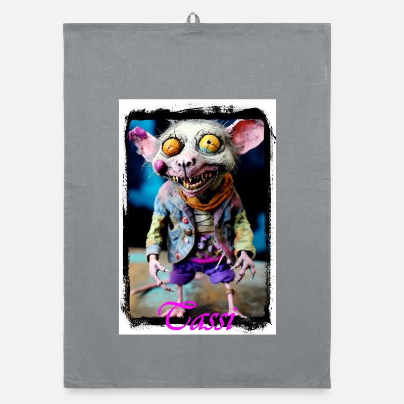 Fearless Mouse Character Illustration Punk Doll Organic dish towel