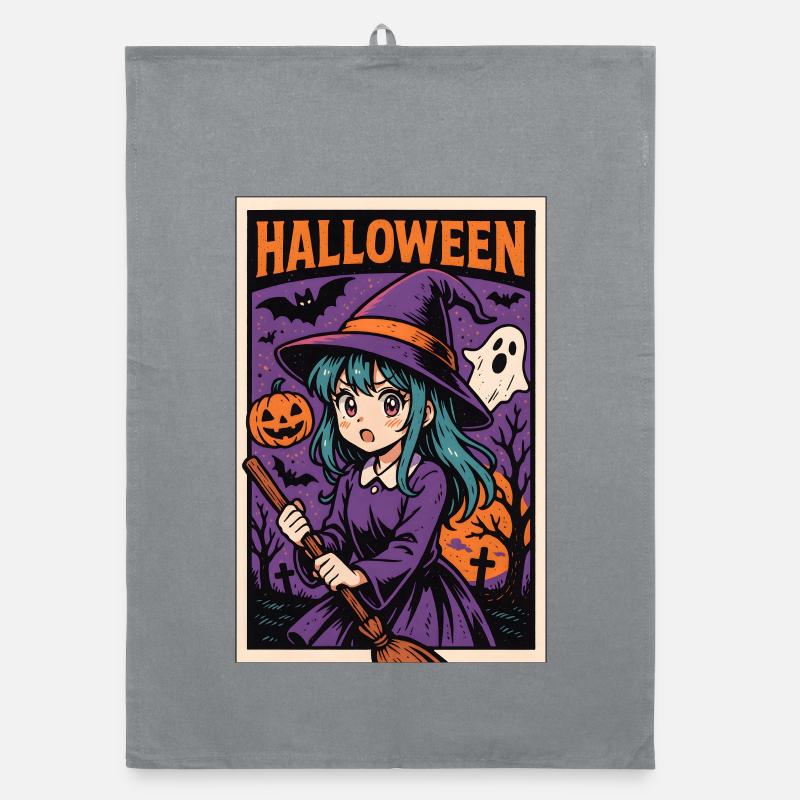 Classic Halloween - Witch - Organic Geschirrtuch - Grau