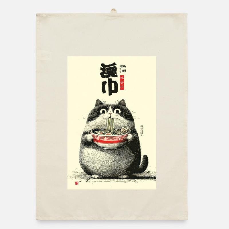 Portrait du chat ramen Torchon bio