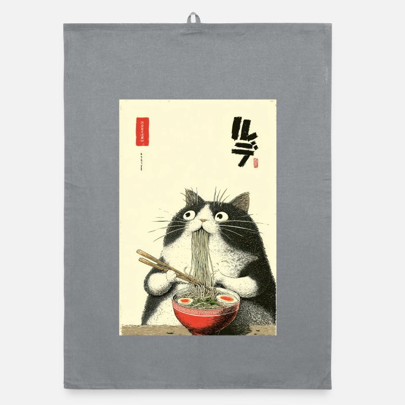 Style Ukiyoe du Chat de Nouilles Torchon bio