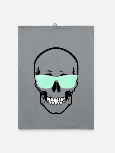 Color-Adjustable Sunglasses Smile Skull - Organic dish towel - grey - Front