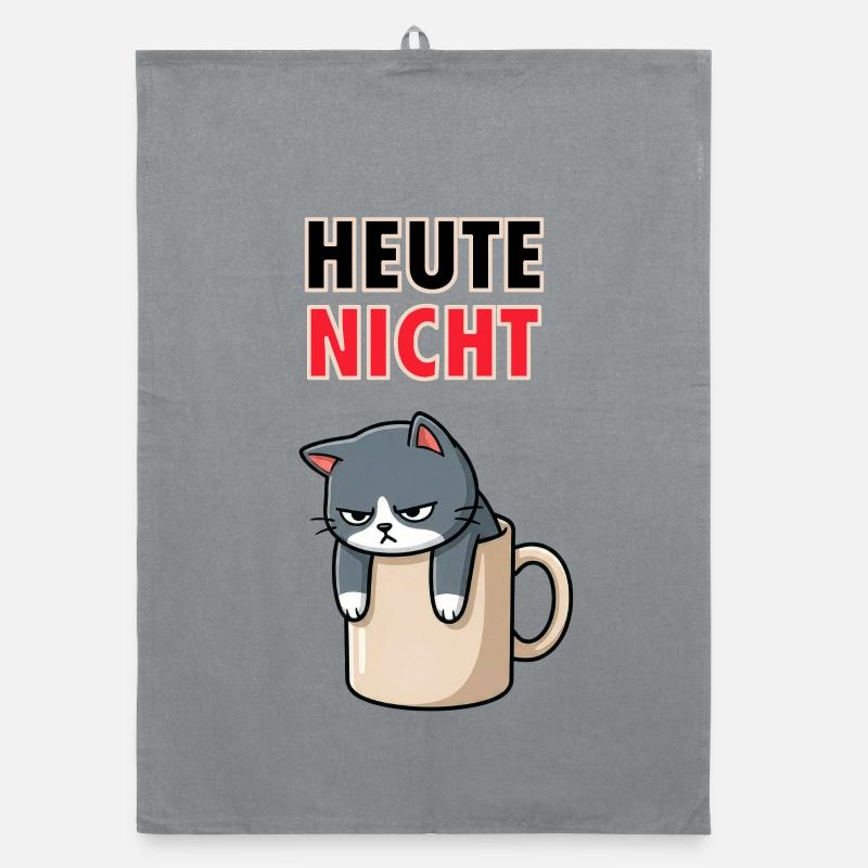Pas chat aujourd’hui - Mème drôle de café au bureau Torchon bio