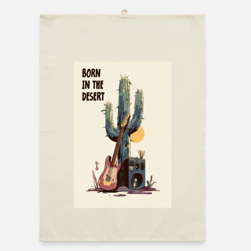 Desert Jam Guitar und Cactus Sunset Organic Geschirrtuch