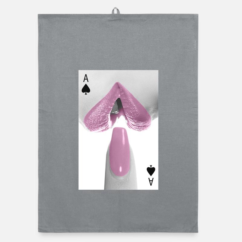 Minimalist Lips & Nails Design Pink Organic dish towel