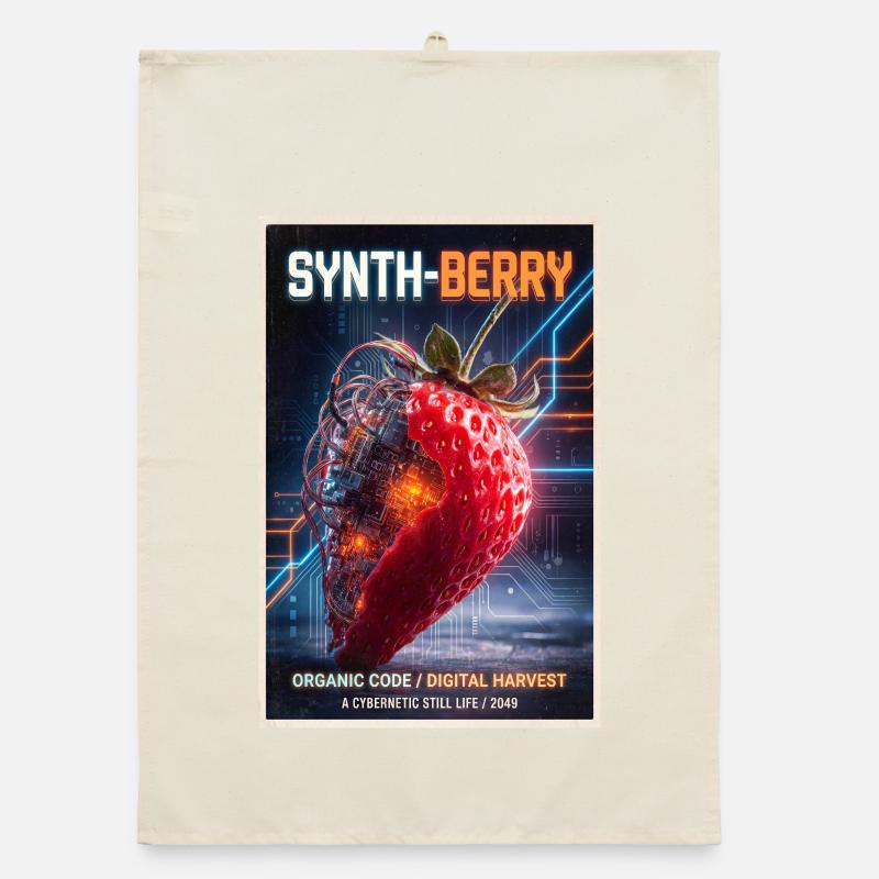 Synth-Beere: Kybernetische Erdbeere Organic Geschirrtuch