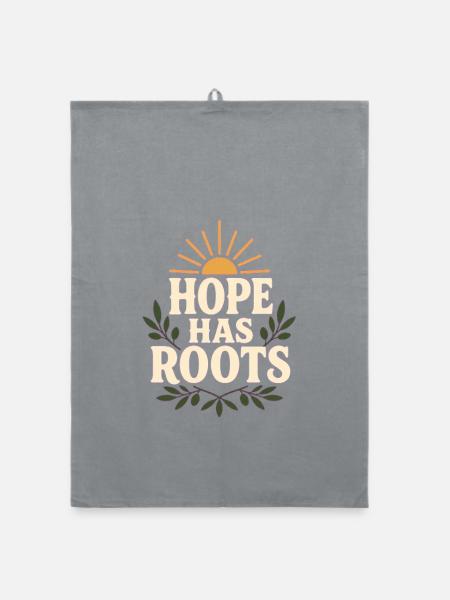Hope Has Roots – Hoffnung wächst - Organic Geschirrtuch - Grau - Vorne