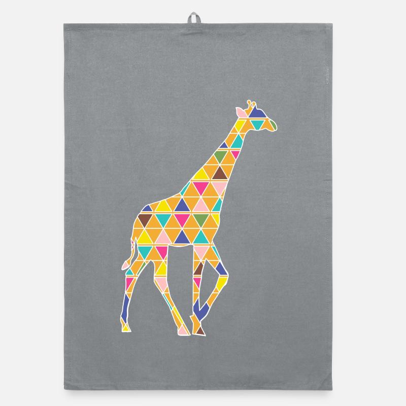Une girafe graphique colorée Torchon bio