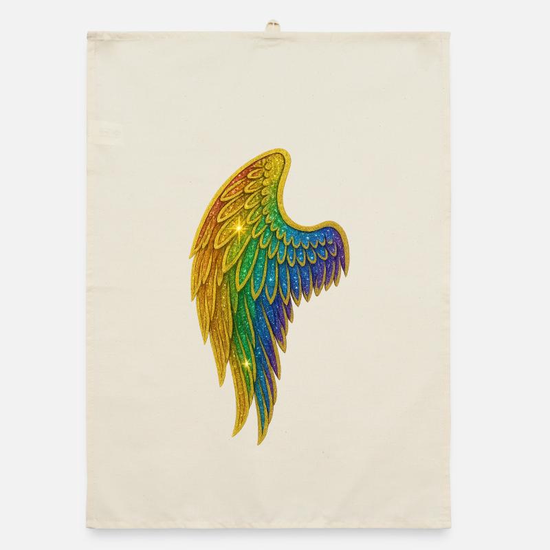 Rainbow Glitter Wings Organic dish towel