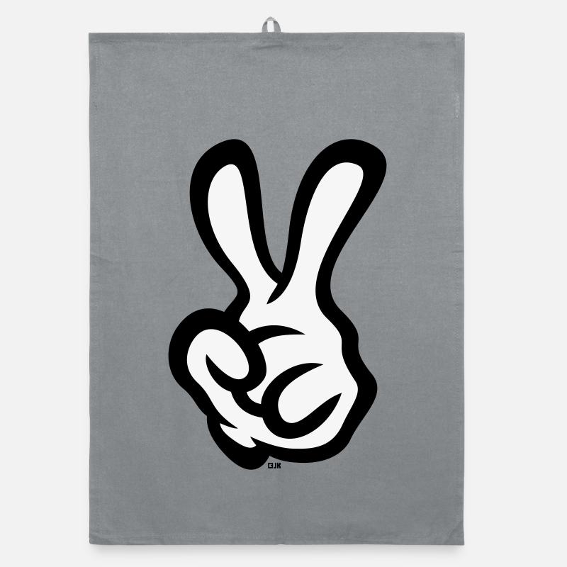 Victory Handzeichen (Linke Hand / POS / 2C) Organic Geschirrtuch