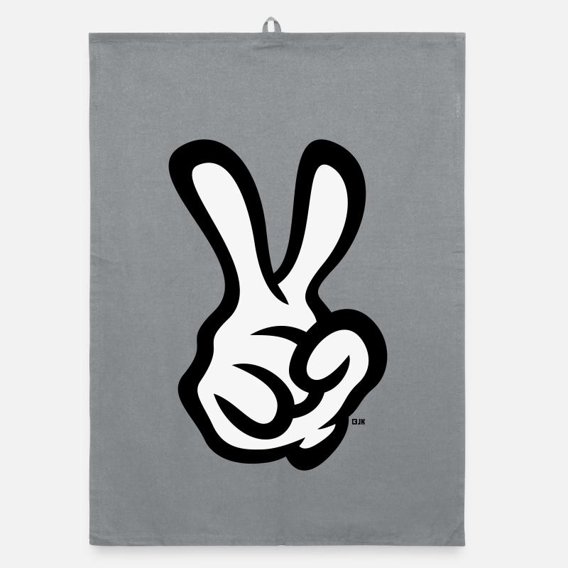 Victory Handzeichen (Rechte Hand / POS / 2C) Organic Geschirrtuch