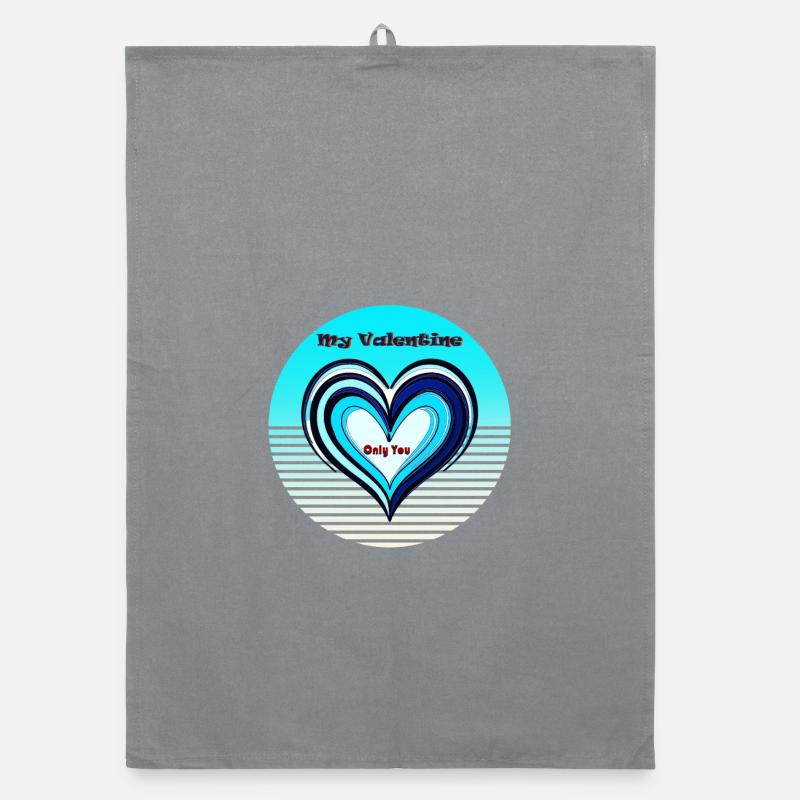 Valentine's Heart Blue Gradient Organic dish towel