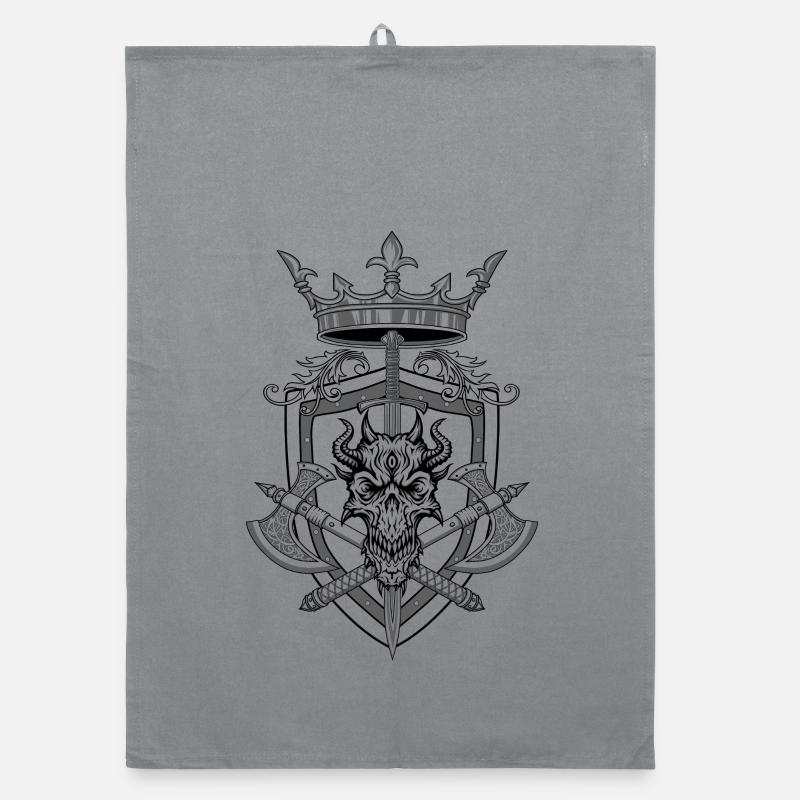 “Crowned Demon Warrior Crest” Organic dish towel
