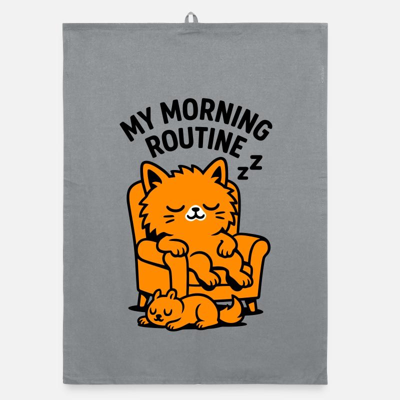 Morning Routine Cat Organic dish towel