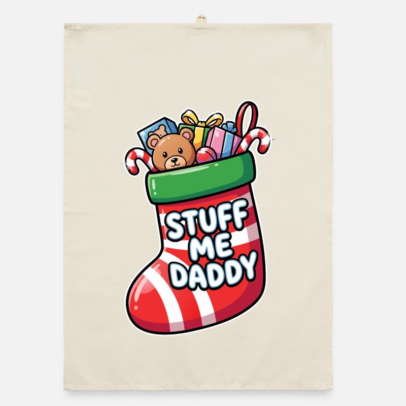 Stuff me, Dad! Christmas stocking, naughty Organic dish towel