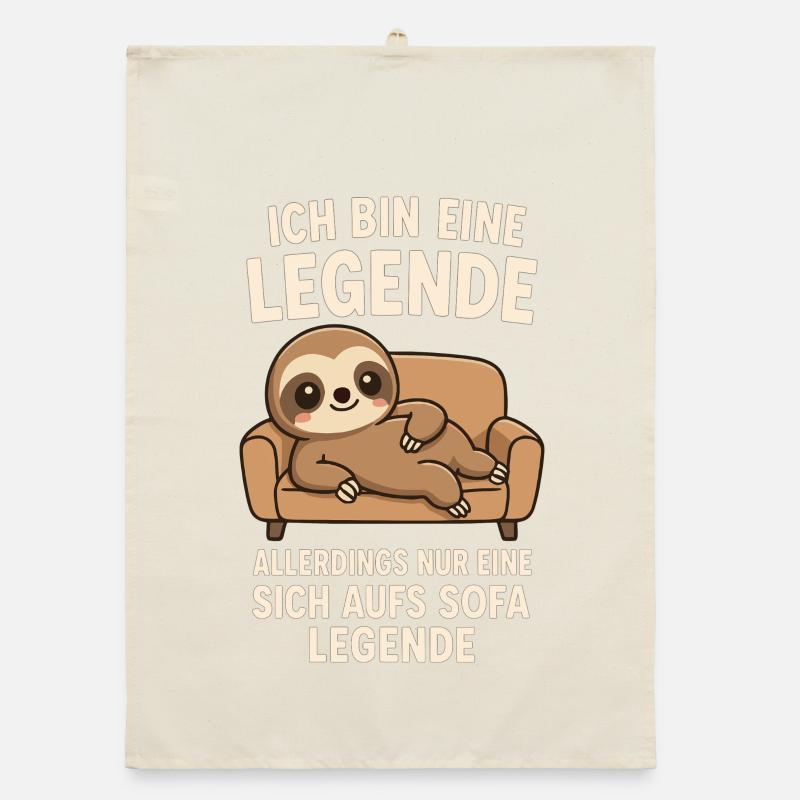 Faultier Sofa Legende Lustiger Spruch Organic Geschirrtuch