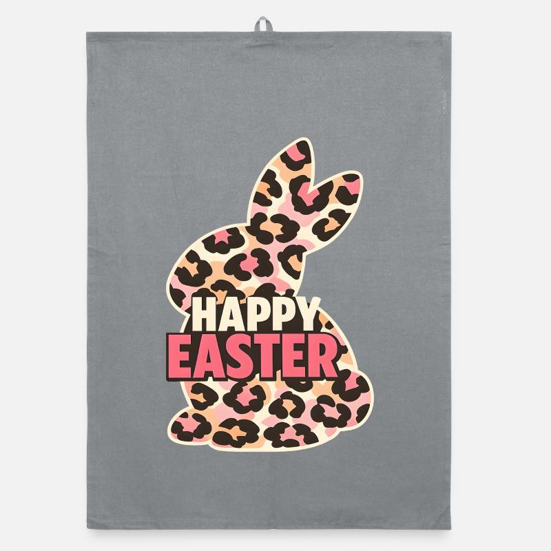 Happy Easter Easter Bunny Leopard Organic dish towel